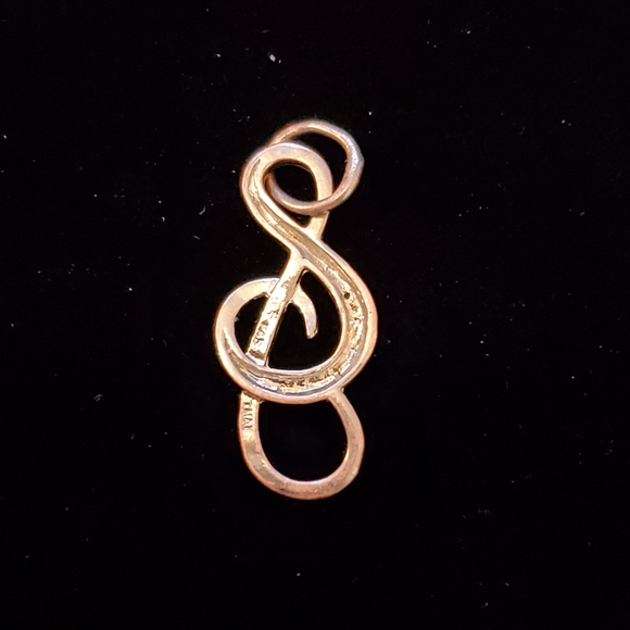 Sterling Silver Diamond G Clef Music Pendant Charm - Picture 3 of 6
